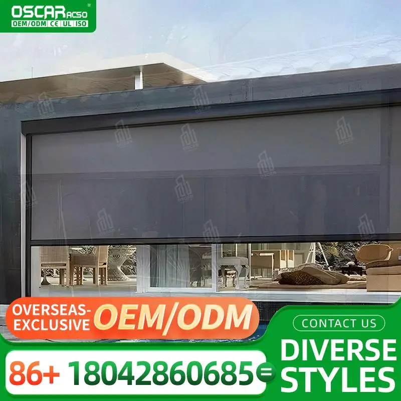 Motorized Zip Track Roller Sun Shades Outdoor Balcony Windproof Smart Screen for Door Rolling Blind