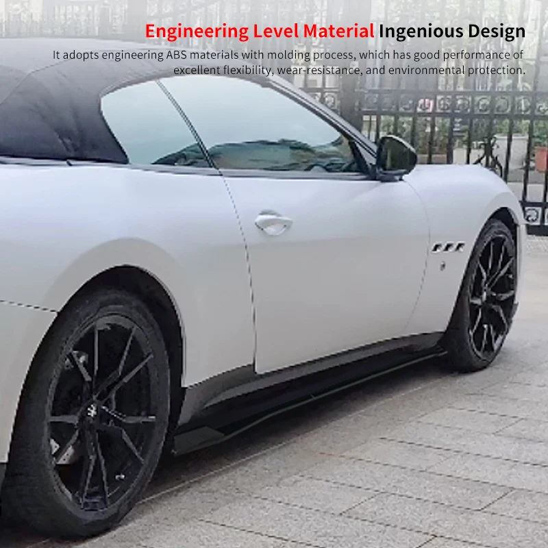 Car Side Skirt Extension Body Apron Lip Splitters Winglet Lateral Shovel Carbon Look Accessories For Maserati Grancabrio 2010