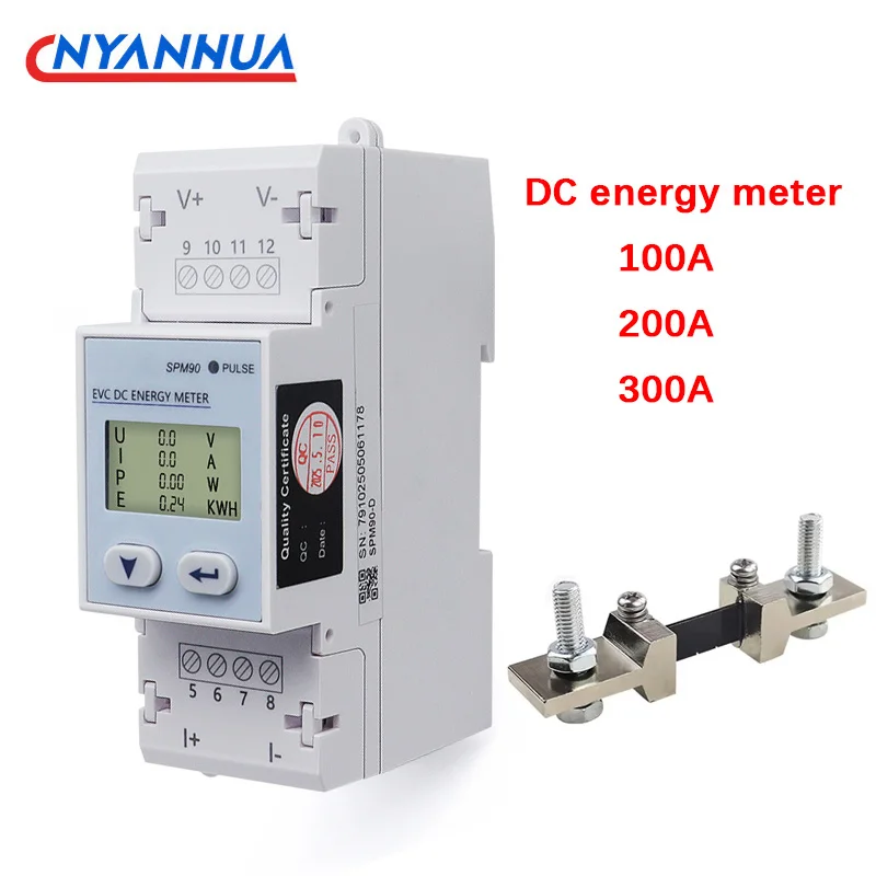 DC Multi-Function Power Analyser LCD Display 0-999999.9kWh Din Energy Meter Charging Pile With Shunt