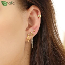 925 Sterling Silver Needle Minimalist Snake Gold Silver Earrings for Women Delicate Stud Earrings Wedding Party Luxury Jewelry