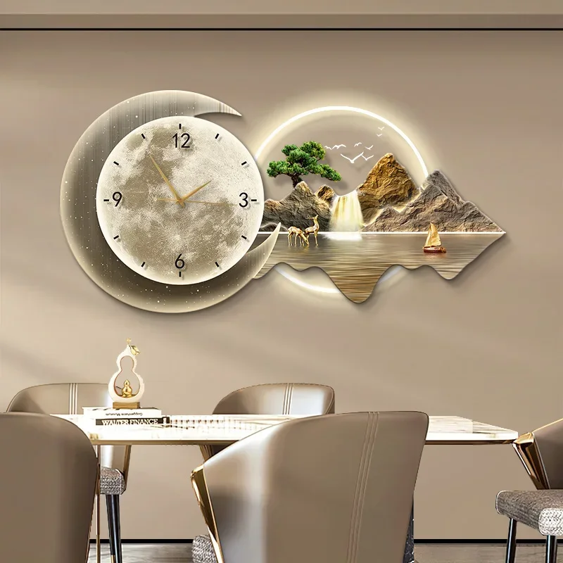 

Digital Living Room Wall Clocks Art Mural Luxury Led Mechanism Interior Clock Wall Chinese Style Reloj De Pared Home Decoration