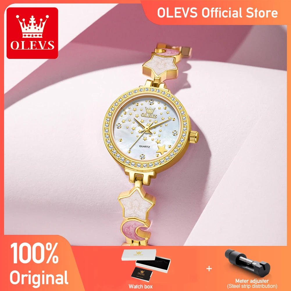 OLEVS جديد 5665 ساعات للنساء أنيقة فاخرة الأصلي ساعات كوارتز مقاوم للماء مضيئة السيدات السيدات ساعة Reloj #1