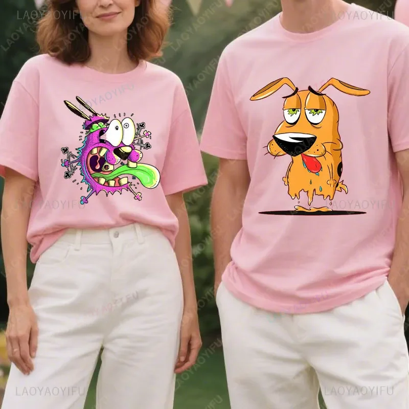 

Kawaii Courage The Cowardly Dog Graphic Tshirt Vintage Cartoon Cotton Tees for Men Women Summer Short Sleev Tops Funny Clothing