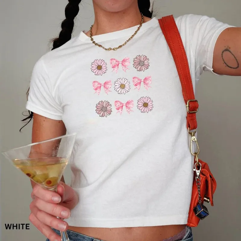 

T Shirt Female Petal Cartoon Image Butterfly Tshirt Street Breathable Casual Women Short Sleeves Korean Style Hip Hop Teea