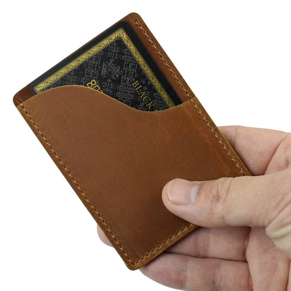 

Genuine Leather Vintage Card Holder, Ultra-Slim Minimalist Pocket Wallet with Multiple Slots ID Window