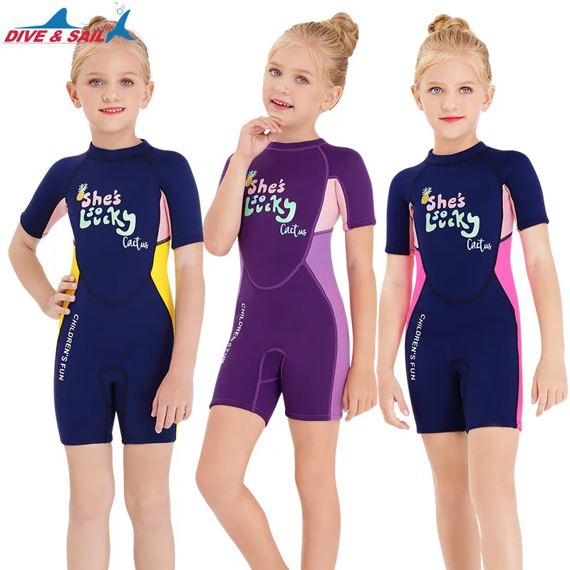 

Children's Warm Swimwear2.5MMOne-Piece Diving Suit Short Sleeve Cold-Proof Snorkeling Surfing Jellyfish Suit