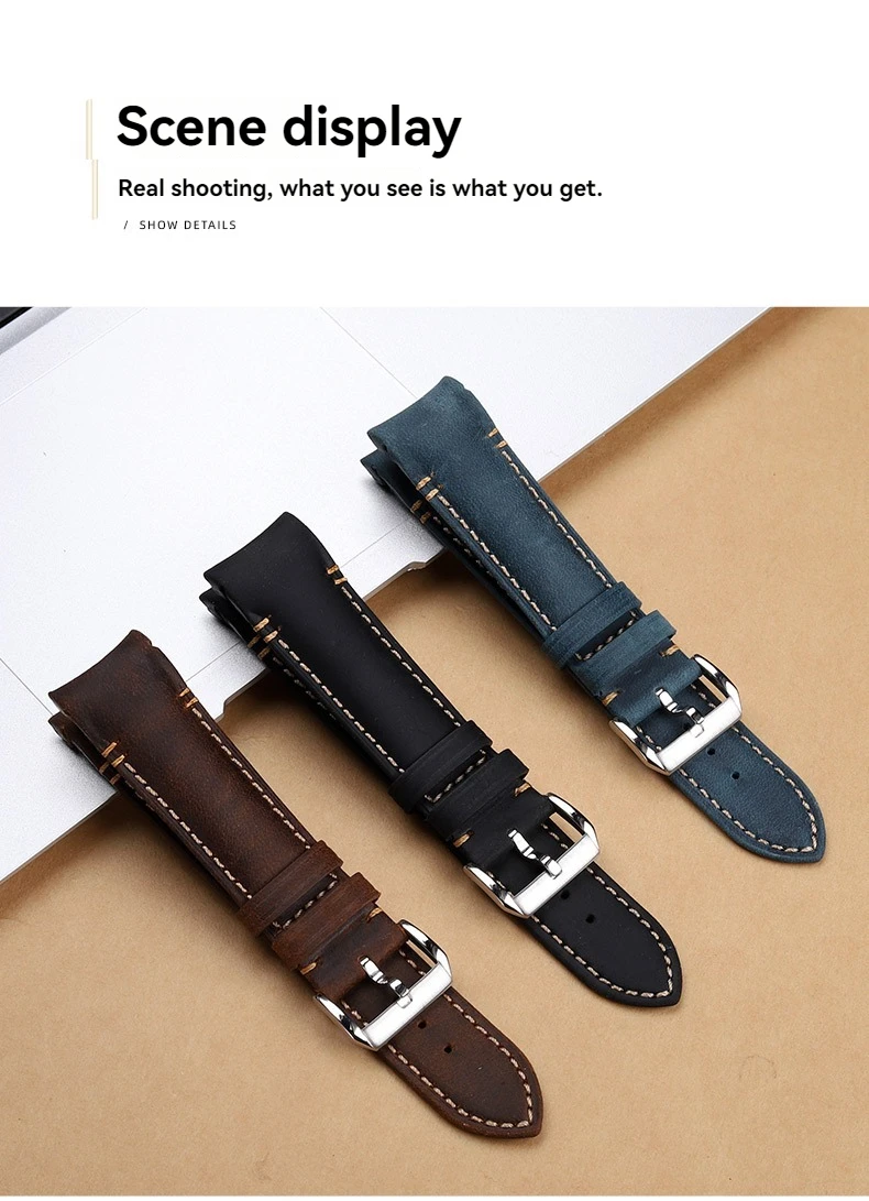 20 22mm Curved End Retro Matte Strap for Rolex Black Green Water Ghost Yacht Omega Seamaster 300 600 AT150 Leather Watch Band