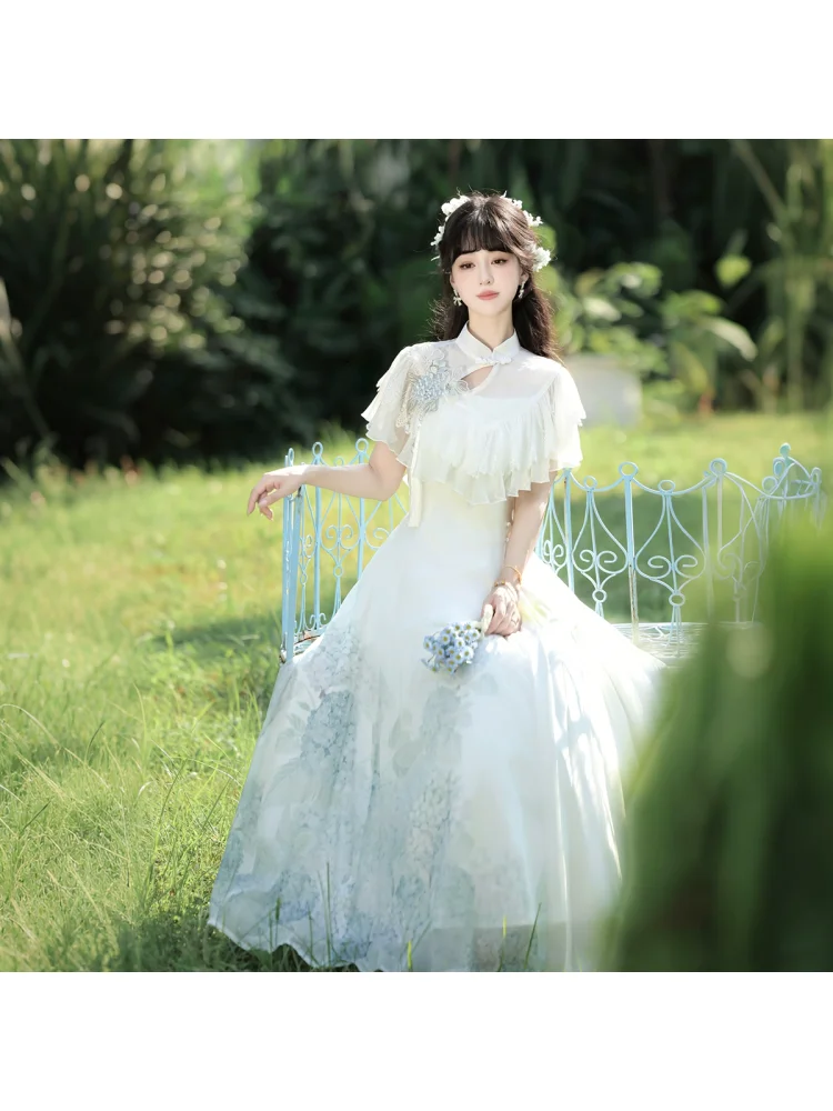 

New Embroidered Ball Message Long Lolita Short Sleeved Elegant Lolita Dress Summer Sweet Princess Style Elegant Dress