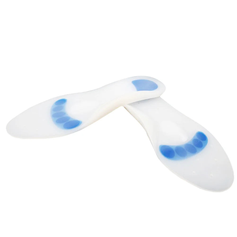 Silicone Insoles Arch Support Heel Cushioning Foot Pads for Pain Relief Breathable Cuttable Size 43-44 White Shoe Inserts