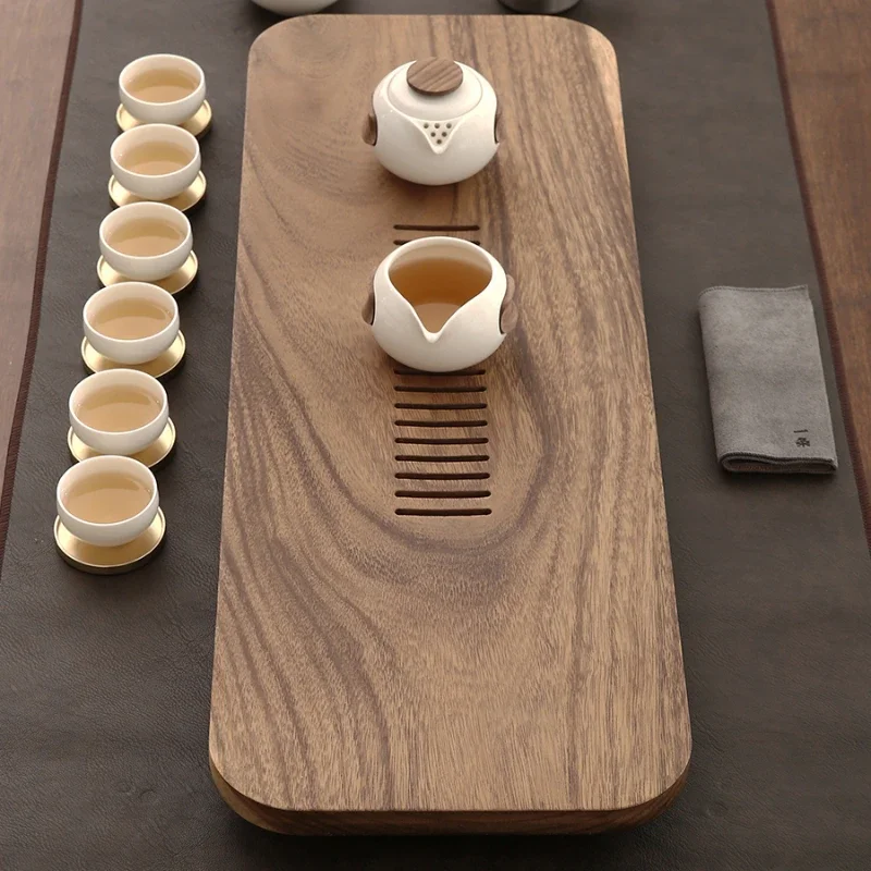 Black Walnut  Plate Solid Wood Household Simple Japanese Small  Table Whole Block Drainage Sea Kung Fu  Set