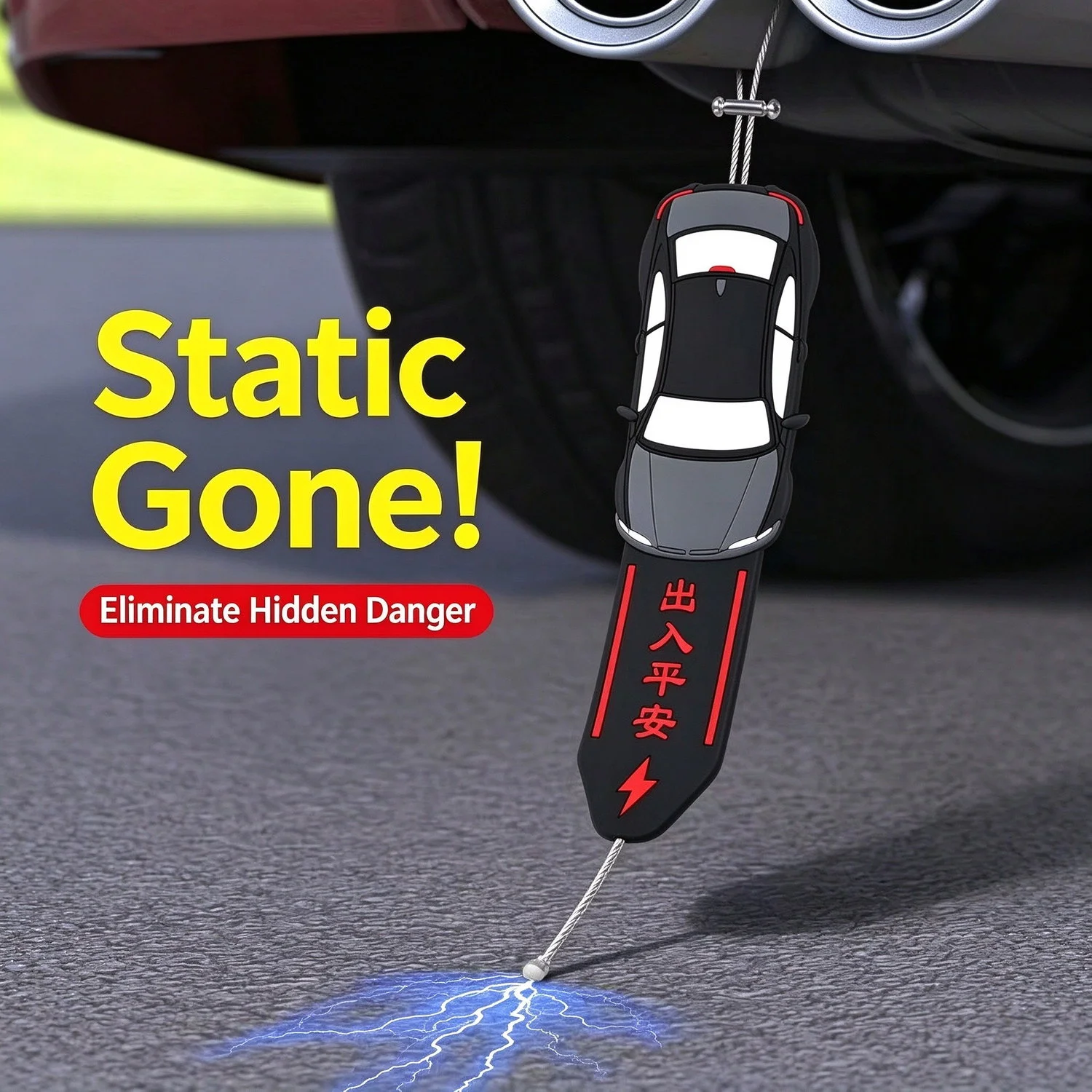 Car Anti Static Strap Exhaust Pipe Grounding Belt Static Eliminator Discharge for Truck SUV RV Universal Adjustable Safe Driving