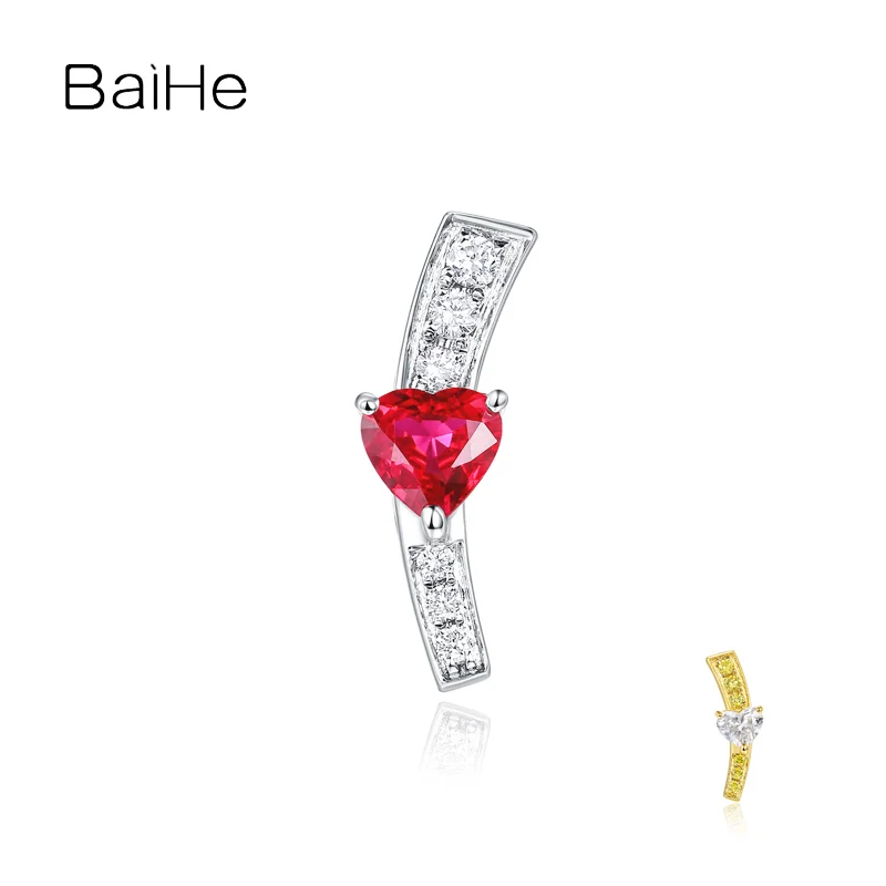 

BAIHE Solid 14K White/Yellow Gold Natural Diamond/Ruby White/Yellow Diamond Stud Earrings Women Men Fine Jewelry سٹڈ بالیاں