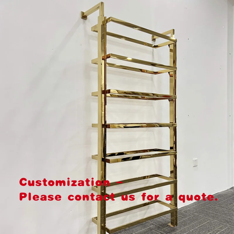custom.Clothing Store Stand Shoe Wall Display Stainless Steel Shoe Display Rack Retail Shop