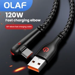 90 Degree USB Type C Cable Fast Charging 120W USB A To USB C Cable For Xiaomi Huawei Samsung Elbow Game Type C Charger Data Cord
