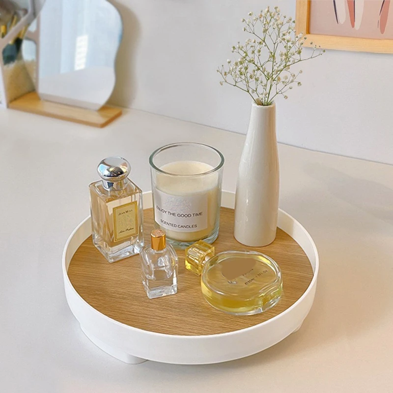 Decorative Tray Small Round Tray Home Decorative Bathroom Tray Wooden Decorative Tray