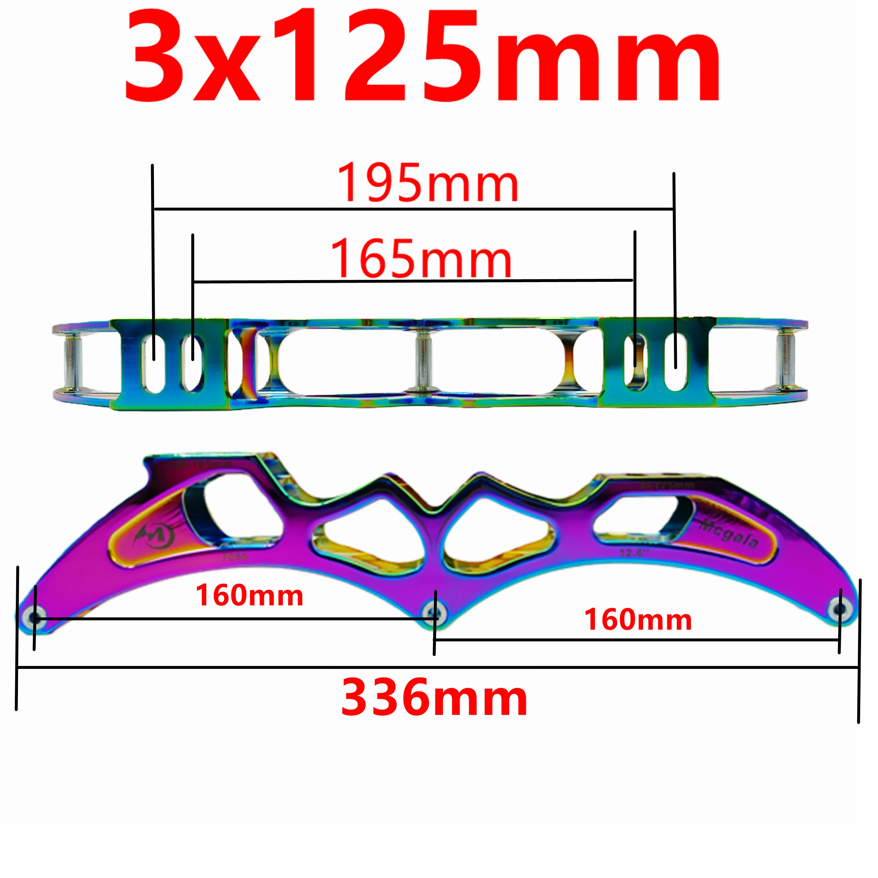Speed Frame Skate Frame 3x125mm 3-Wheel Frame  mount distance 165-195MM