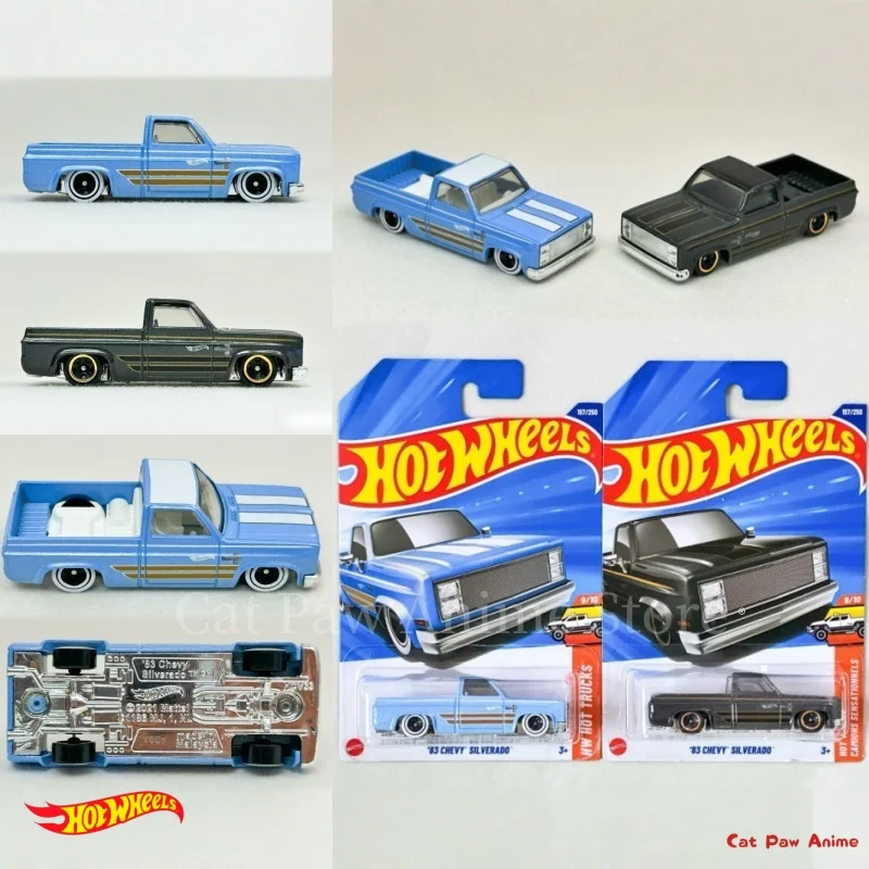 ماتيل هوت ويلز شيفروليه سيلفرادو شاحنة بيك اب 1983 سيارة رياضية لعبة مجسمة لهواة جمع دييكاست السكك الحديدية مركبة السيارات