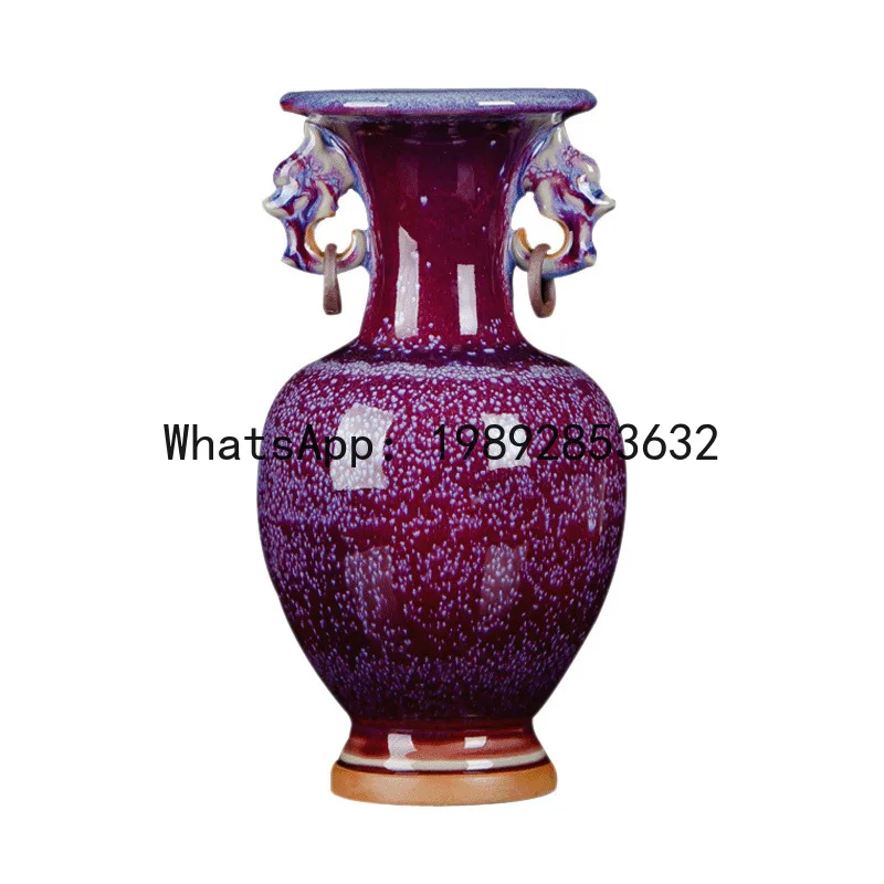 PYJ Jingdezhen ceramics, Jun porcelain, antique open piece vase, modern home living room decoration