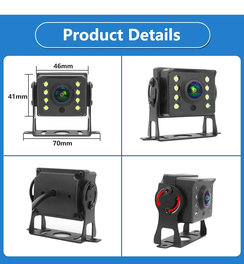 Truck Rear View Camera for Bus Paking Car 12-24V 8Led HD Night Vision Waterproof Bus Reversing Camera For Monitor