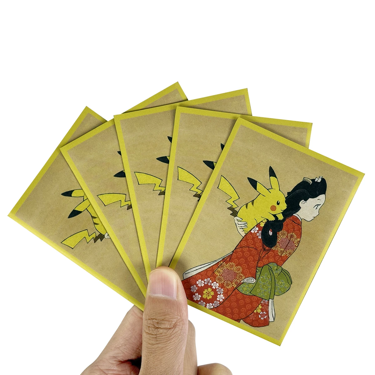 60개 피카츄와 뷰티 카드 슬리브 PKM 표준 크기 트레이딩 카드 PTCG 보호 슬리브 커버 게임 보호기 선물 66×91mm