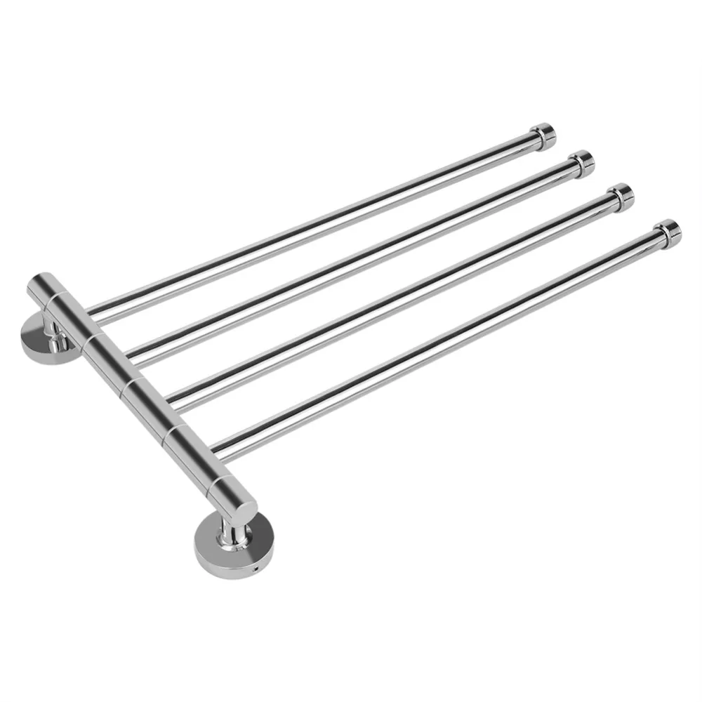 Stainless Steel Rotating Towel Bar Silver Chrome Finish Swivel Towel Rack Modern Space Saving Swing Out Towel Holder