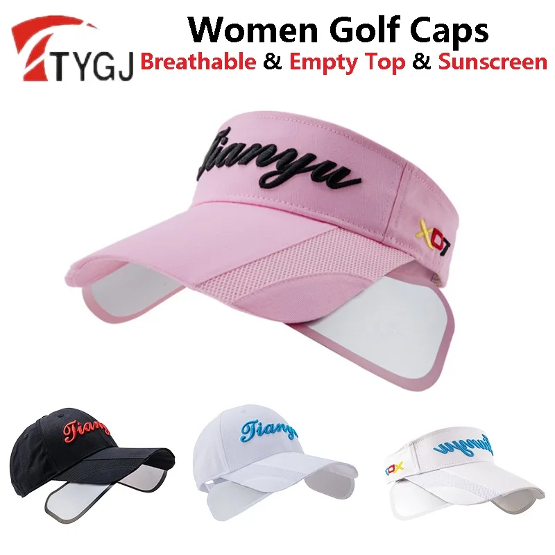 

TTYGJ Women Men Adjustable Golf Caps Unisex Sunproof Empty Top Hats Couple Retractable Brim Sun Visor Sport Outdoor Caps