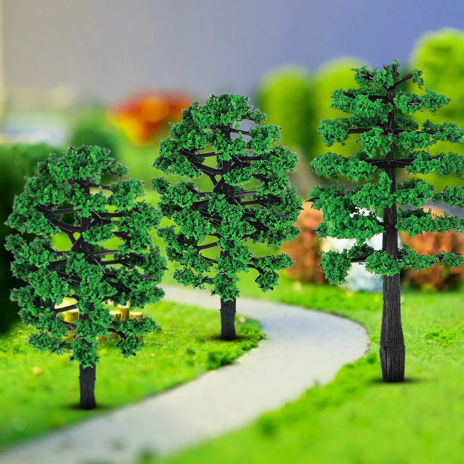 10Pcs Mini Sand Table Trees Miniature Plastic Landscape Scenery Accessories for Architectural Simulation Diorama Railway Scenery