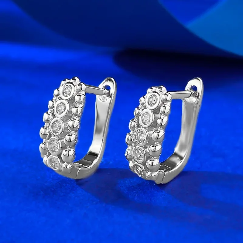 S925 Silver Bead Bubble Stone Earrings with Fashionable and Personalized European and American AliExpress Earrings