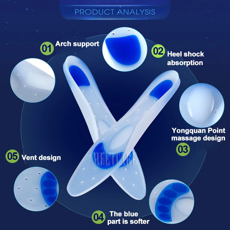 نعال سيليكون ناعمة للأحذية الرجال النساء قوس القدم المسطحة دعم العظام كعب مسطح وسادة الأحذية لتخفيف اللفافة الأخمصية