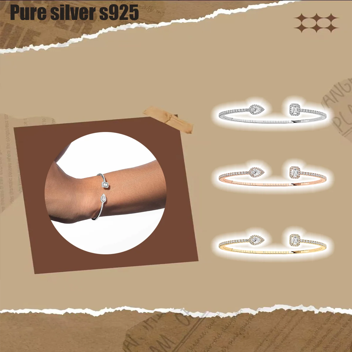 

Pure silver s925 bracelet Classic high-end temperament versatile popular water droplet shaped bracelet