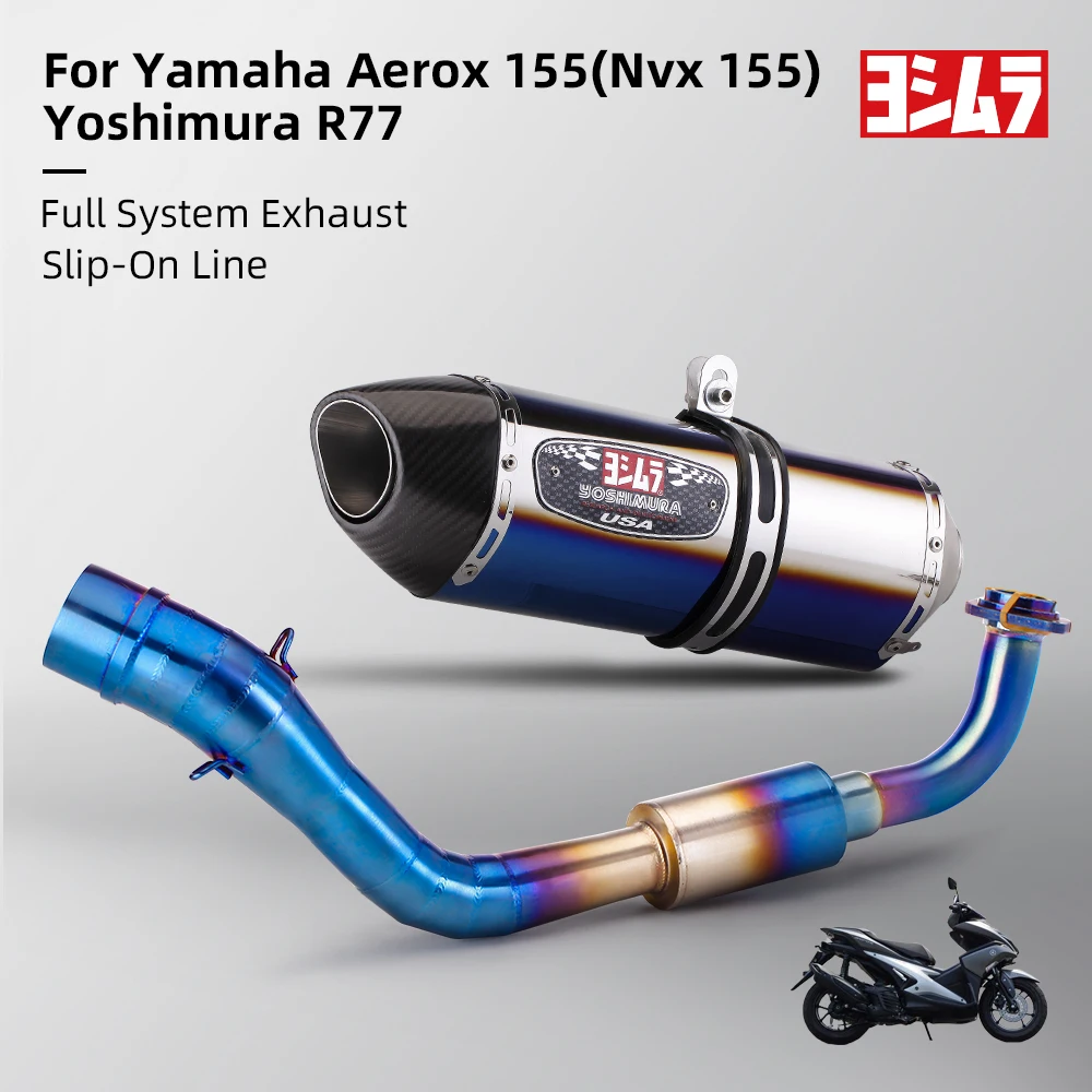 

For YAMAHA NVX155 NVX 155 aerox155 Full System Exhaust Motorcycle Modified Scooter Front Mid Link Pipe with R77 Carbon Muffler