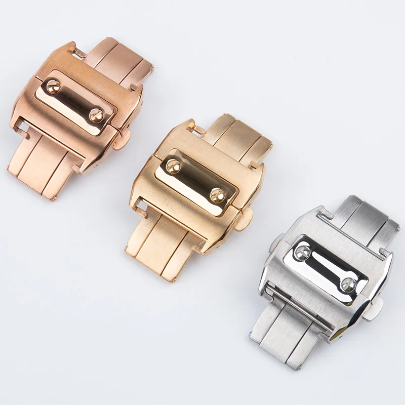 

Watch Buckle 316L Stainless Steel Butterfly Fold Buckle Clasp for Cartier Santos 100 Series 18mm 21mm