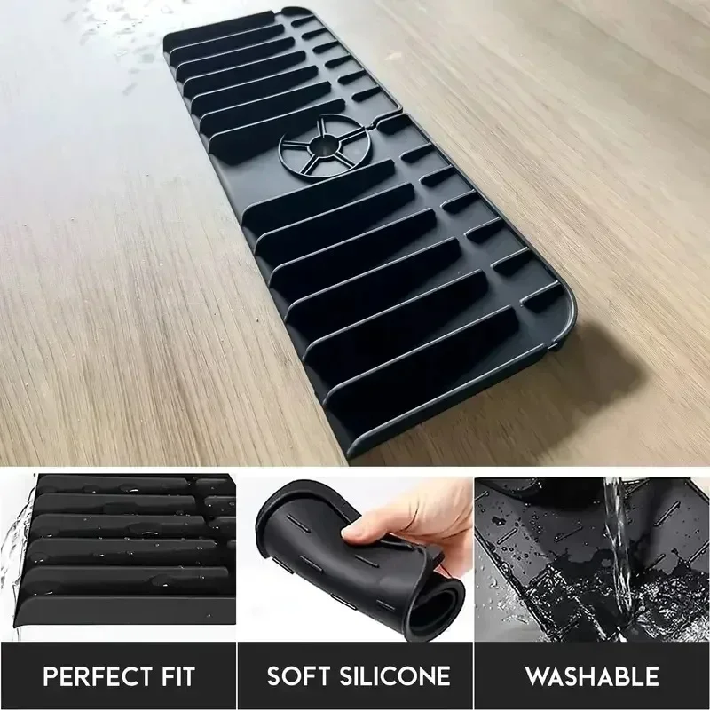 Silicone Sponge Draining Rack Kitchen Tap Splashback Sink Tap Splashback Countertop Protector Bathroom Kitchen Gadgets