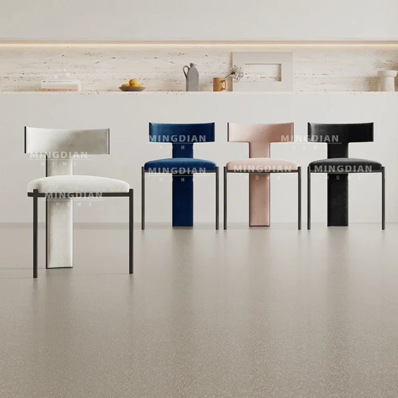 Modern Simple Leather Fabric Restaurant Backrest Chair Affordable Luxury Hotel Coffee Iron Chairs