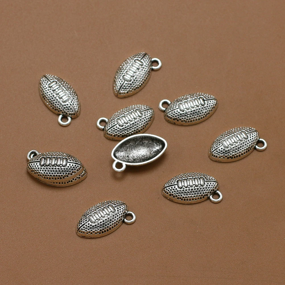 

10 шт., подвеска для американского футбола, сплав, подвеска «сделай сам», для изготовления ювелирных изделий, ожерелье, браслет, брелок для скрапбукинга, серебро