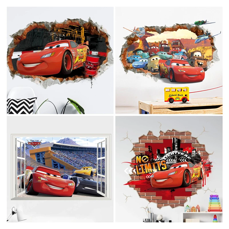 3D Cartoon Lightning McQueen  Wall Stickers For Kid's Room Kindergarten Bedroom Living Room Diy Wall Decoration