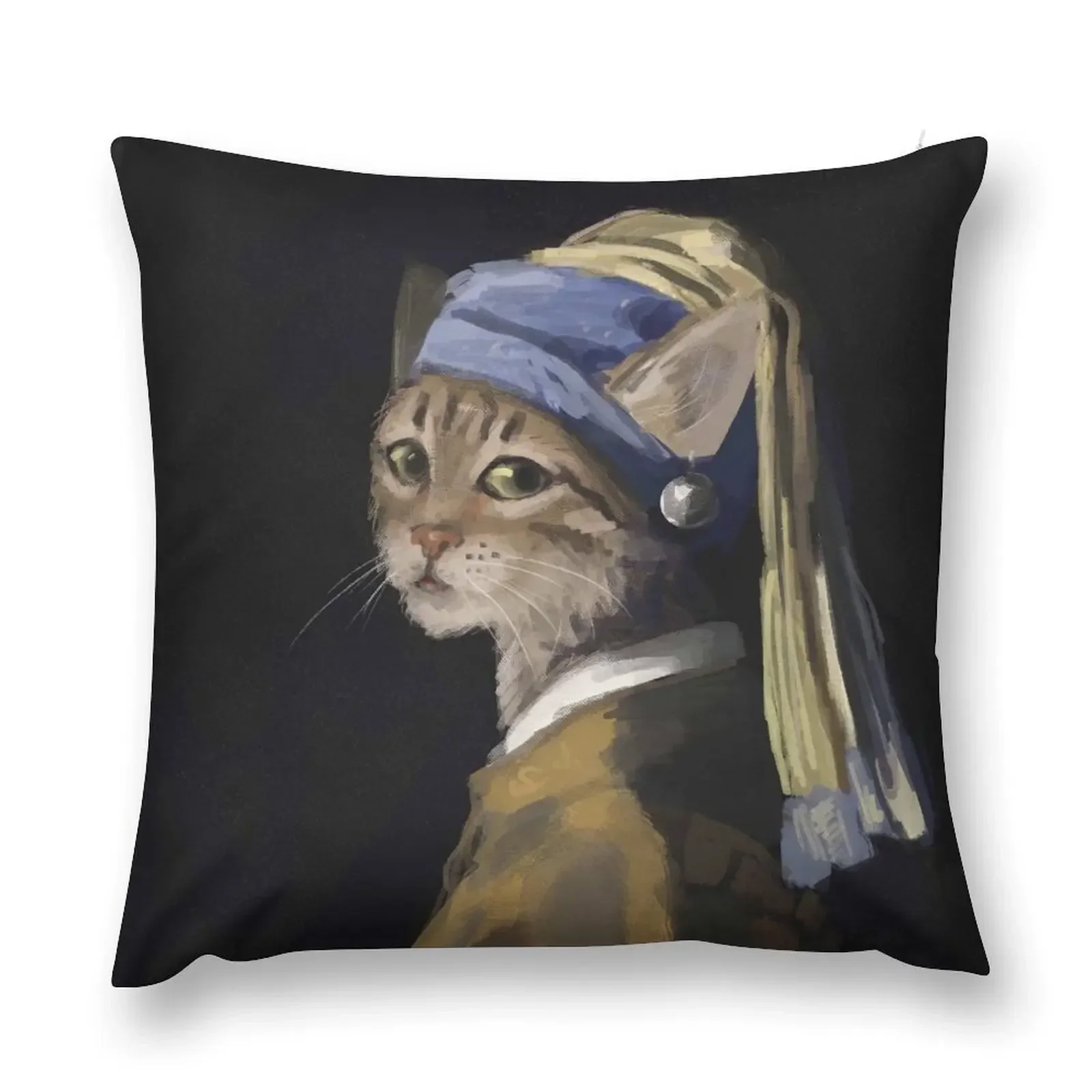 Cat with a Pearl Earring Throw Pillow anime girl Couch Cushions ornamental pillows pillow