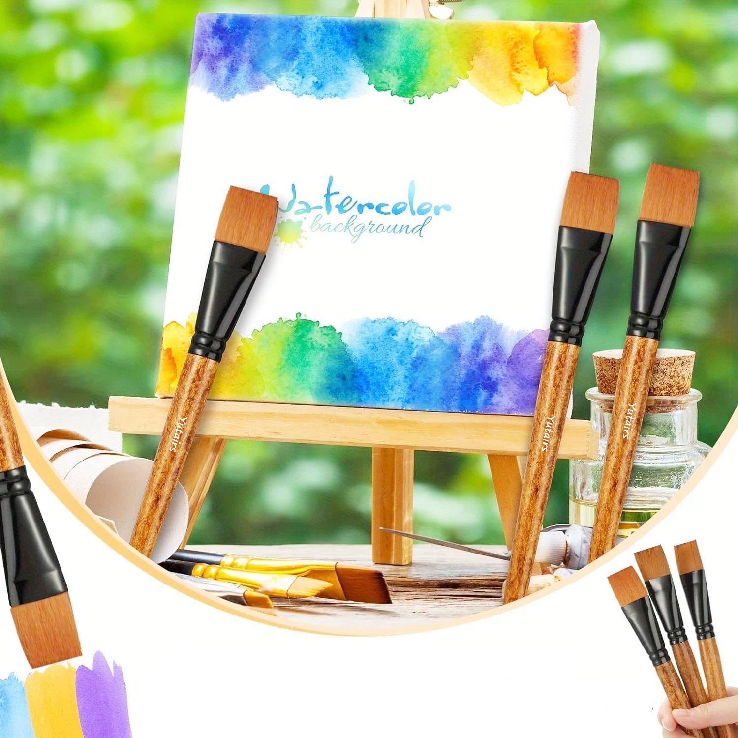 12 Stück Flachkopf-Pinsel, professionelle Acryl- und Aquarellpinsel, kleine Bastelpinsel im Großpack für Öl-, Gouache- und Steinmalerei – Detail 5