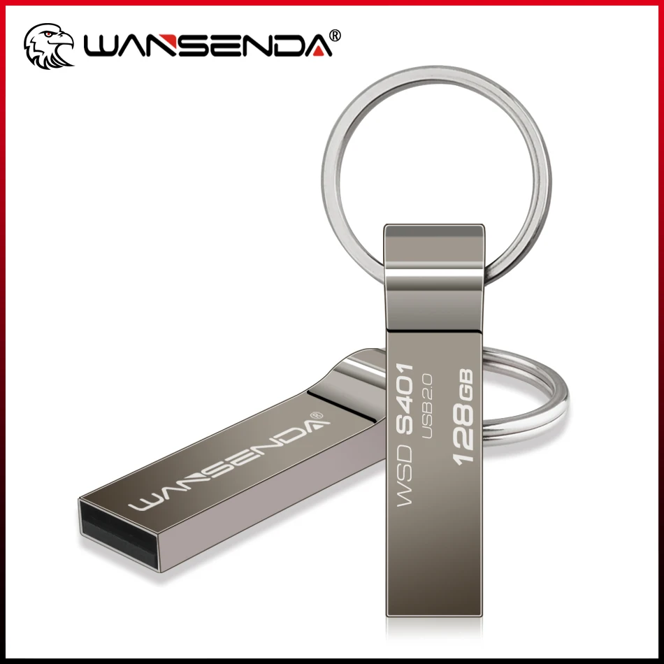 

WANSENDA USB Flash Drive 32GB 64GB 128GB Pen Drive Waterproof USB Memory Stick 8GB 16GB USB 2.0 Pendrive With Key Ring