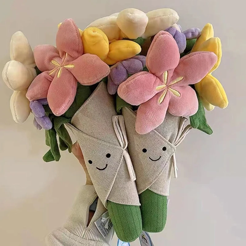 

Holding Bouquet Plush Toy, Kawaii Simulated Tulip Flower Doll, Plush Toy, Christmas Graduation Gift For Girls 28CM