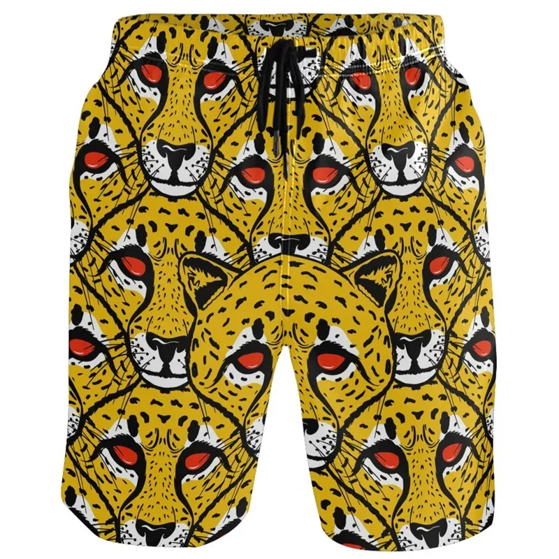 Animal 3D Print Beach Shorts Men Cat Leopard Duck Pattern Swim Trunks Sports Surf Board Shorts Summer Holiday Street Short Pants