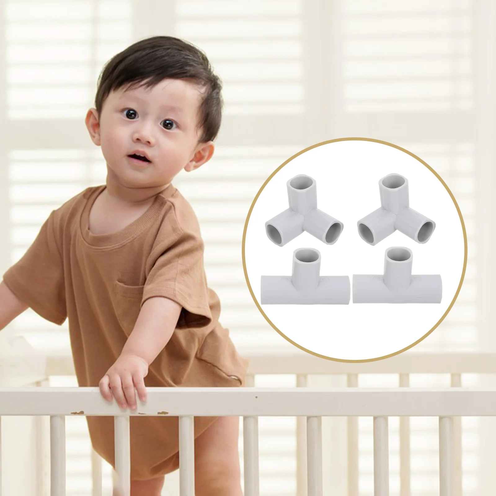 4pcs Guardrail 3 WAY Baby Playpen อุปกรณ์เสริมพับเด็กรั้วเปลี่ยนชิ้นส่วน Play Baby Playpen T Connector อุปกรณ์เสริม