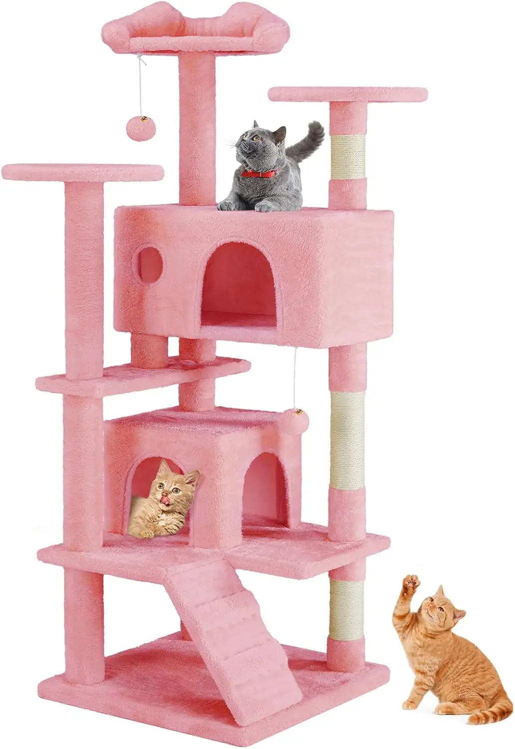 Pink Multi-Level Cat Tree with Scratching Post