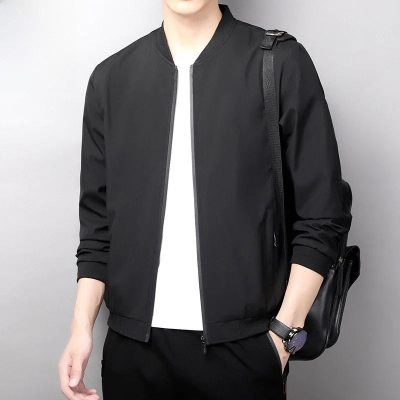 

Men's Faionable St Man Jaet Korean Sle Spring Autumn Baseball Collar Flight Coat Polyester Fiber Anti-Wrinkle Treaent