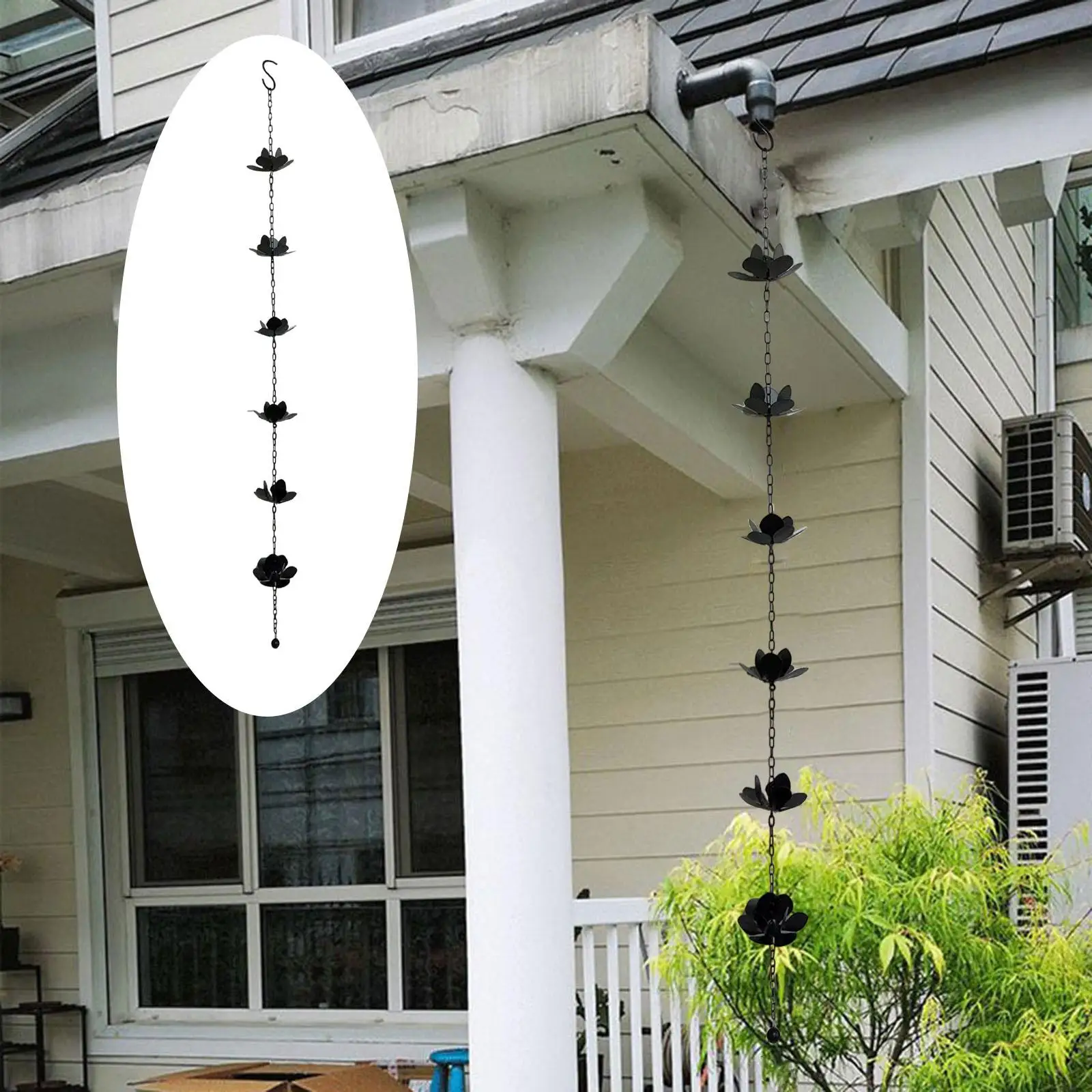 

Rain Chain for Gutter Functional and Decorative Gazebos Awnings Deck Replace Gutter Downspout Rainwater Diverter 47.24 inch Long