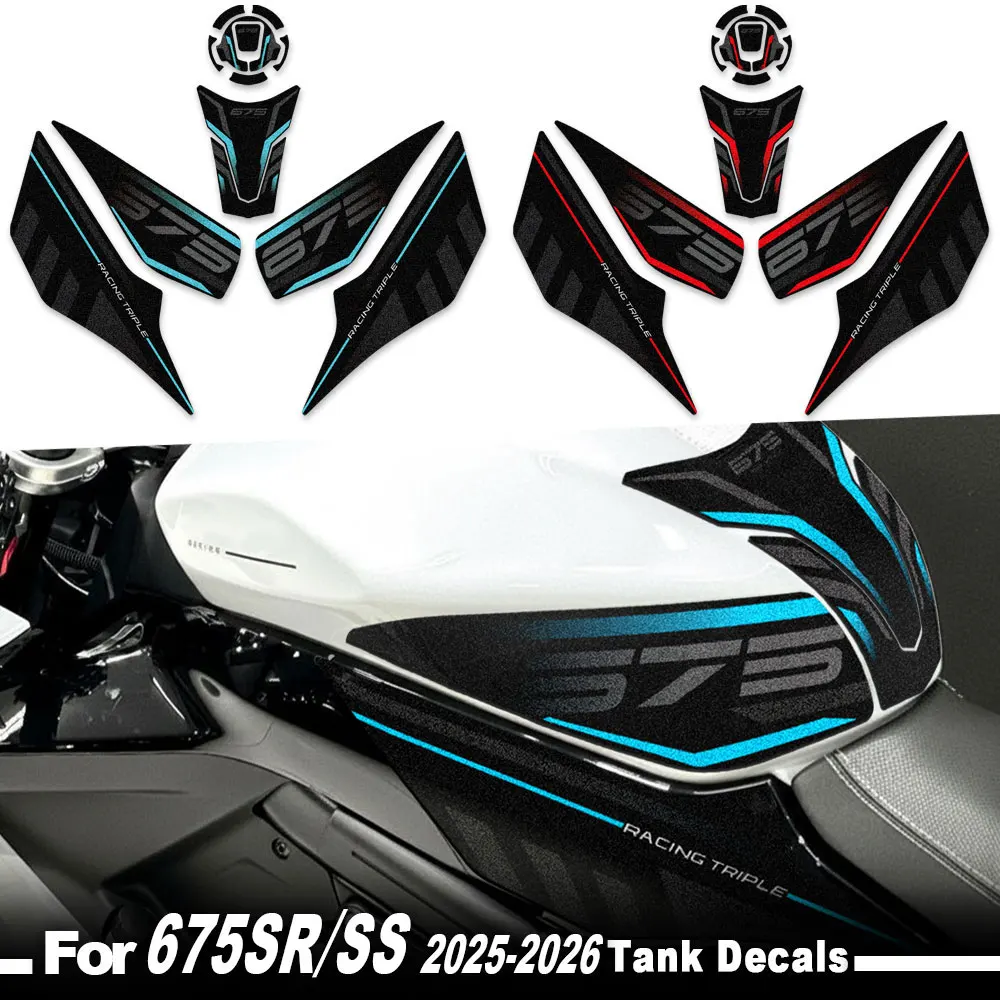 Motorrad-Tankaufkleber, Kraftstofftank-Traktionspads, Schutzaufkleber für 675SR 675SS 675SR-R 2025 2026