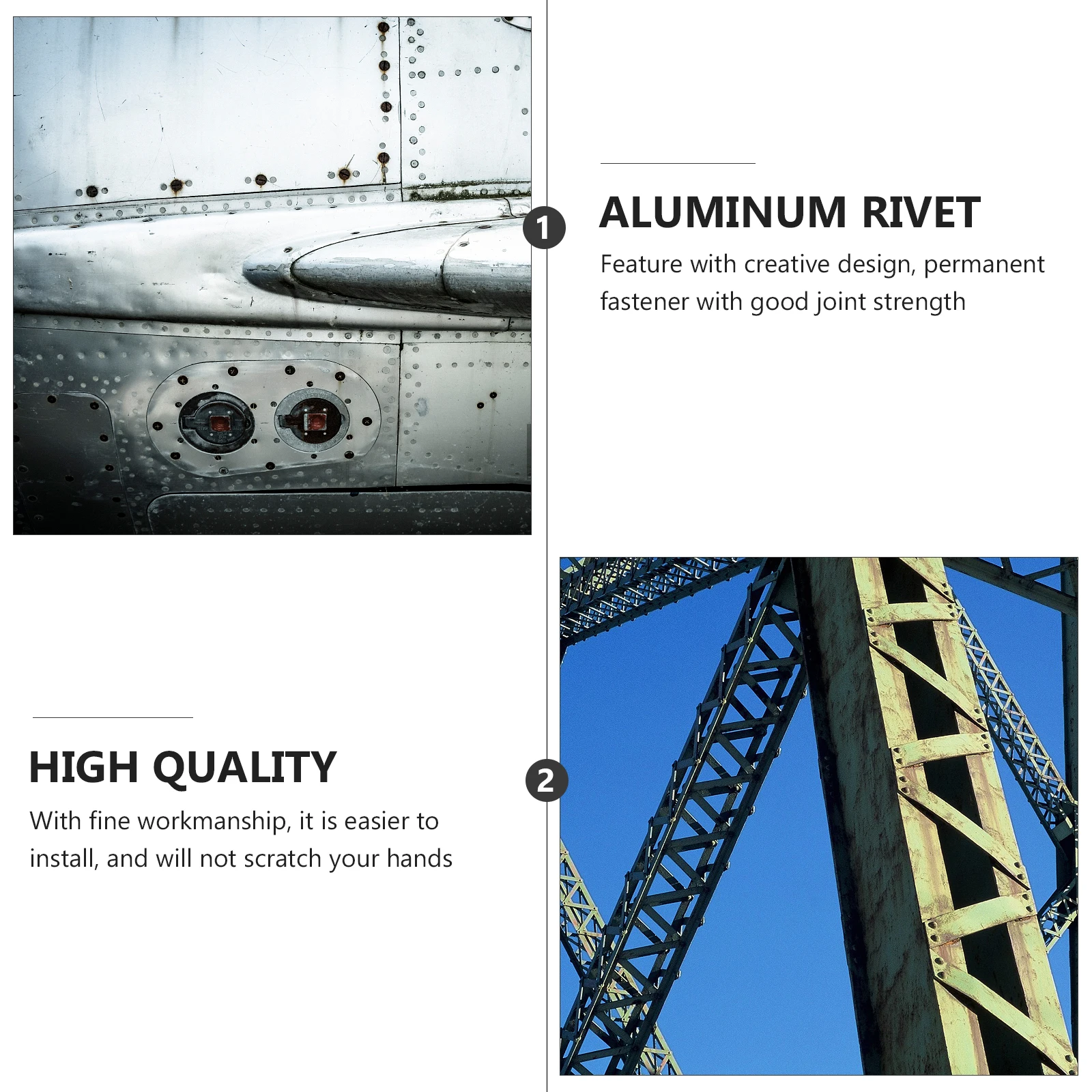 

Aluminum Rivets Round Head Open End Rivets DIY Household Fastener Durable Sturdy Easy Install High Strength Compatibility