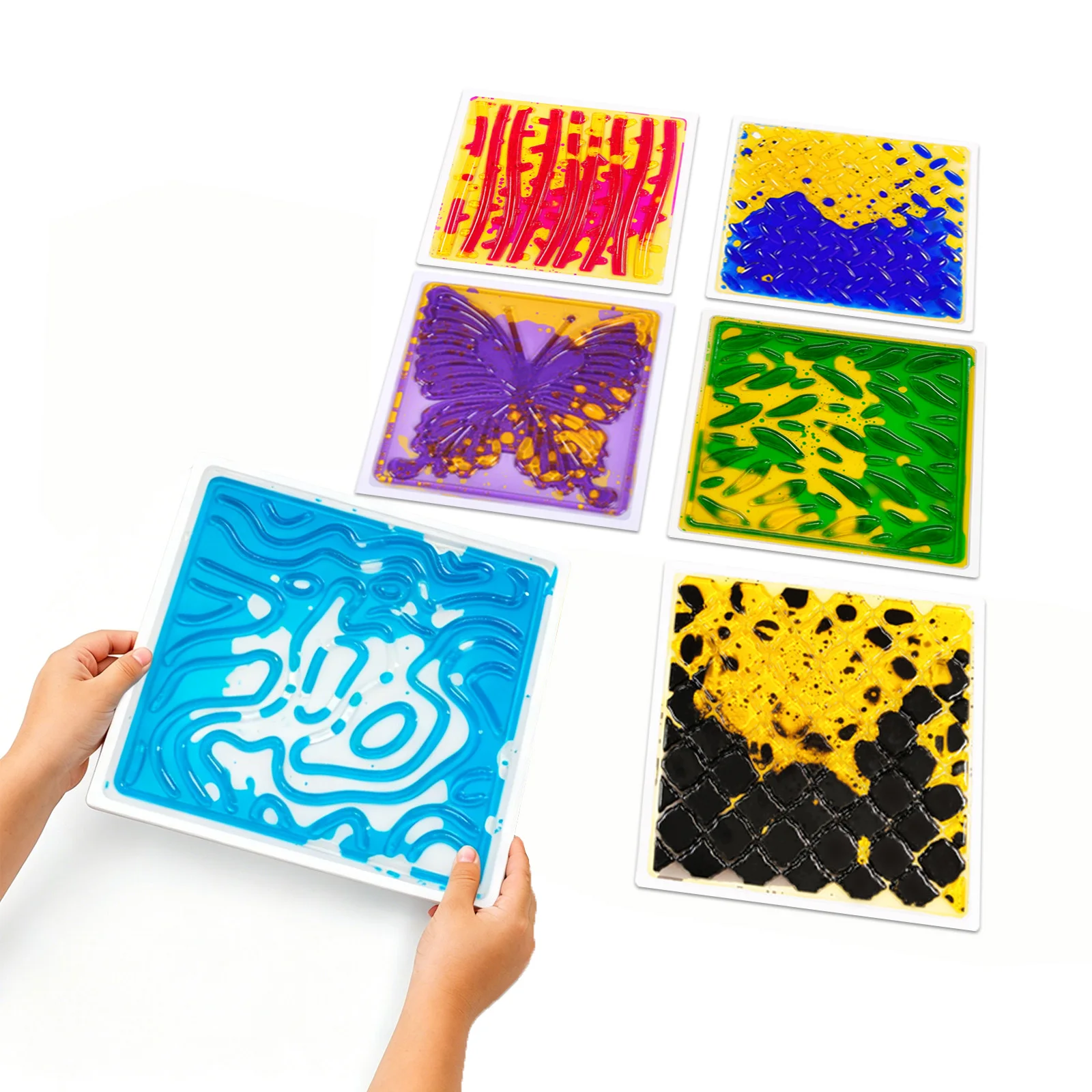 Texture sensory liquid floor tiles gradient color liquid mats improve children visual and tactile development