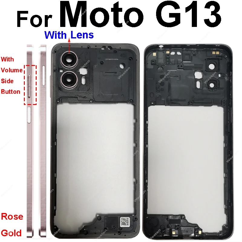 Middle Frame Cover For Motorola MOTO G13 G23 Middle Frame Bezel with Lens Frame Replacement Repair Parts