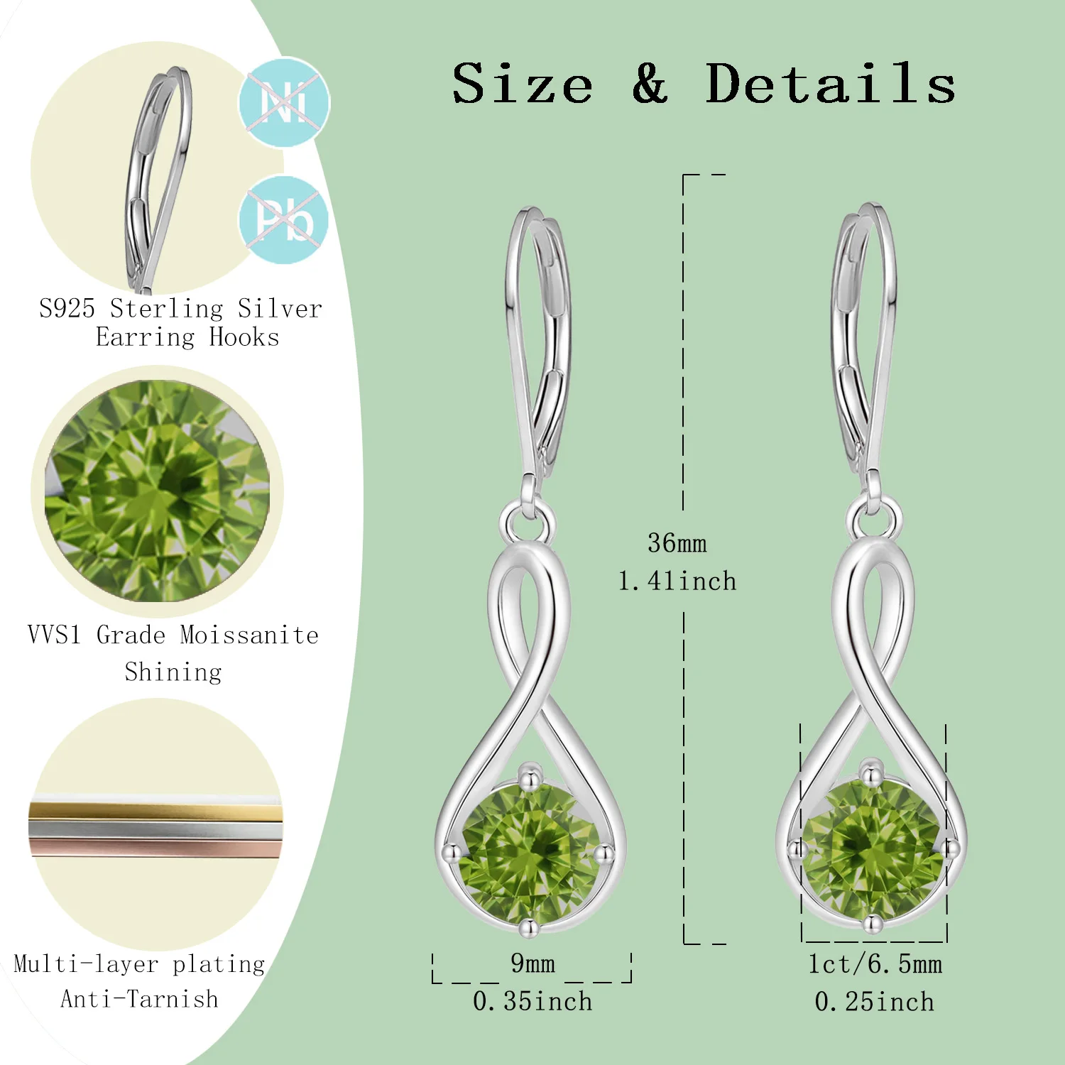 

LAMVOICE 2 carat moissanite earrings, S925 sterling silver, valentine’s day, gift for daughter, designer item high quality